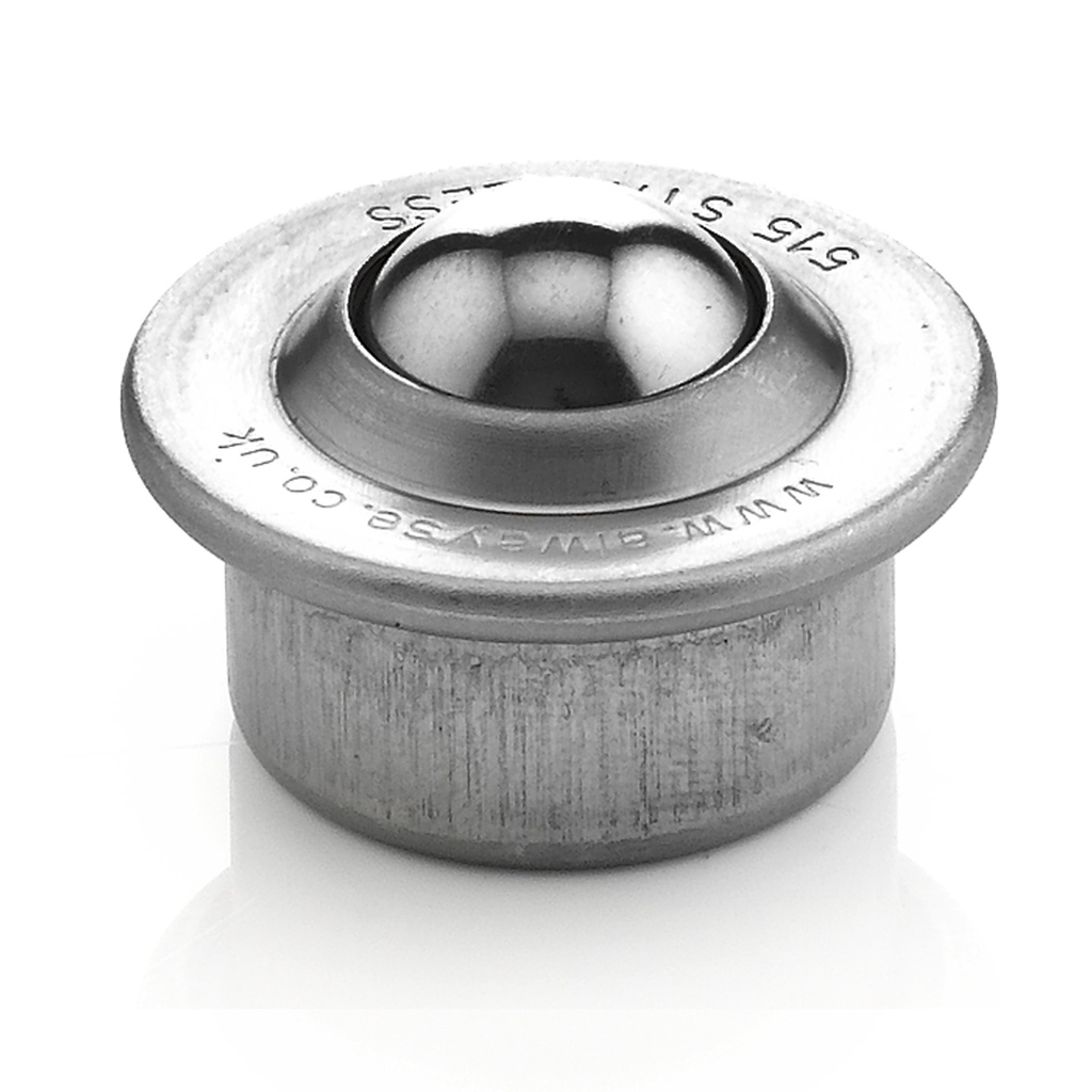 Ball Transfer Unit Euro Series, Push Fit 24mm Fixing, Stainless Steel Load Ball Diameter 15.8mm