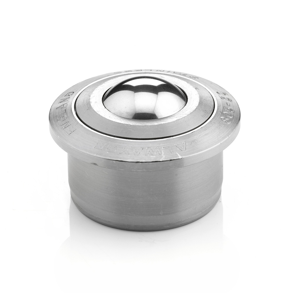 Ball Transfer Unit Heavy Duty 800 Series, Push fit 45mm Fixing, Carbon Chrome Load Ball Diameter 30mm