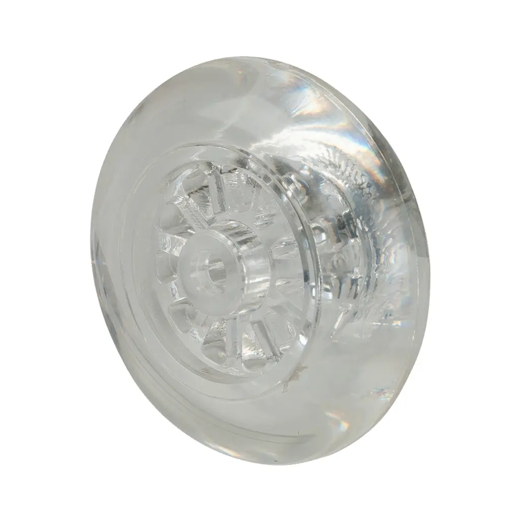 A73.075 Wheel series 75mm transparent polypropylene, skater-wheel style, 8mm bore hub length 30mm plain bearing 50kg