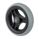 A86.151 Wheel series 150mm grey rubber on polypropylene centre 8mm bore hub length 36mm ball bearings 40kg