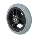 A88.125 Wheel series 125mm grey polyurethane on polypropylene centre 8mm bore hub length 36mm ball bearings 50kg