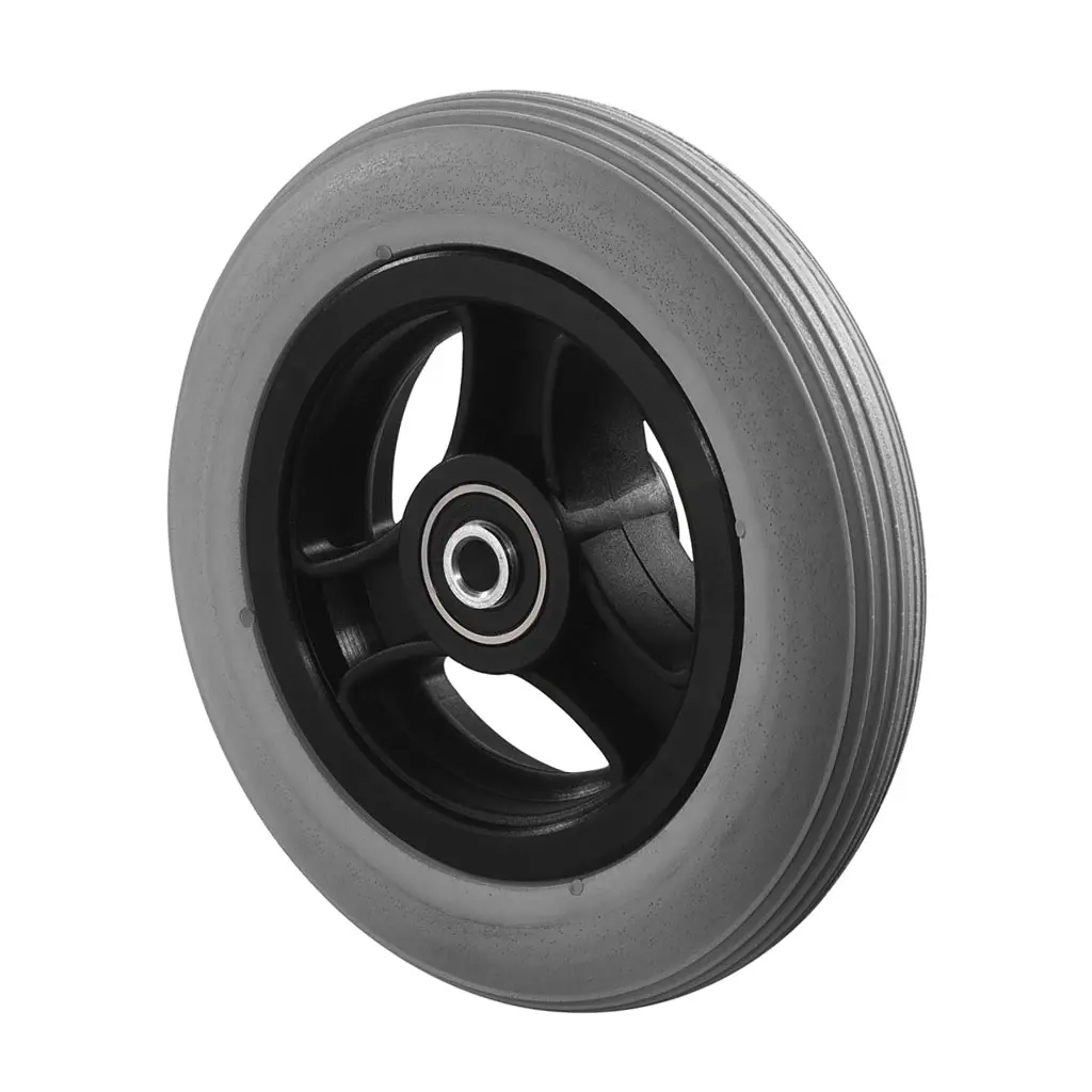 A88.150 Wheel series 150mm grey polyurethane on polypropylene centre 8mm bore hub length 36mm ball bearings 50kg