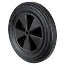 B40.403 Wheel series 400mm black rubber on polypropylene centre 25mm bore hub length 76mm plain bearing 200kg