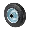 B55.125 Wheel series 125mm black rubber on zinc plated steel centre 15mm bore hub length 50mm roller bearing 100kg