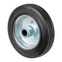 B55.140 Wheel series 140mm black rubber on zinc plated steel centre 15mm bore hub length 50mm roller bearing 115kg