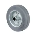 B56.100 Wheel series 100mm grey rubber on zinc plated steel centre 12mm bore hub length 40mm roller bearing 70kg
