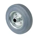 B56.125 Wheel series 125mm grey rubber on zinc plated steel centre 15mm bore hub length 50mm roller bearing 100kg