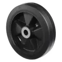 B60.200 Wheel series 200mm black elastic rubber on polypropylene centre 20mm bore hub length 58mm roller bearing 400kg