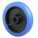 B61.200 Wheel series 200mm blue elastic rubber on polypropylene centre 20mm bore hub length 60mm roller bearing 400kg