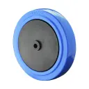 B62.126 Wheel series 125mm blue elastic rubber on polypropylene centre 10mm bore hub length 46mm single ball bearing 180kg