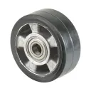 B80.125 Wheel series 125mm black elastic rubber on aluminium centre 20mm bore hub length 50mm ball bearings 220kg