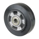 B80.160 Wheel series 160mm black elastic rubber on aluminium centre 20mm bore hub length 60mm ball bearings 350kg