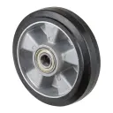 B80.180 Wheel series 180mm black elastic rubber on aluminium centre 20mm bore hub length 60mm ball bearings 400kg