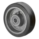 B81.204 Wheel series 200mm black elastic rubber on cast iron centre 40mm bore hub length 108mm ball bearings 675kg