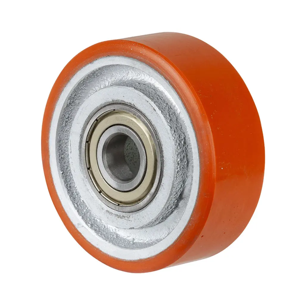 C10.105 Wheel series 100mm brown Prothane® polyurethane on cast iron centre 20mm bore hub length 41mm ball bearing 295kg