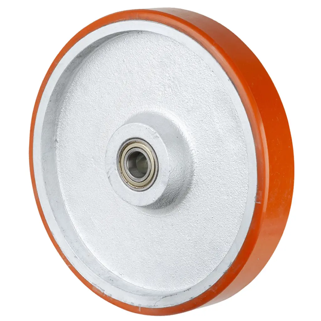 C10.305 Wheel series 300mm brown Prothane® polyurethane on cast iron centre 25mm bore hub length 60mm ball bearing 1500kg