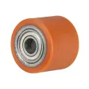 C40.75.20 Wheel series Pallet truck roller 75x62mm brown polyurethane on steel centre 20mm bore, width over ball bearings 61.6mm 470kg