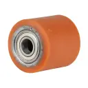 C40.75.20A Wheel series Pallet truck roller 75x75mm brown polyurethane on steel centre 20mm bore, width over ball bearings 75mm 570kg