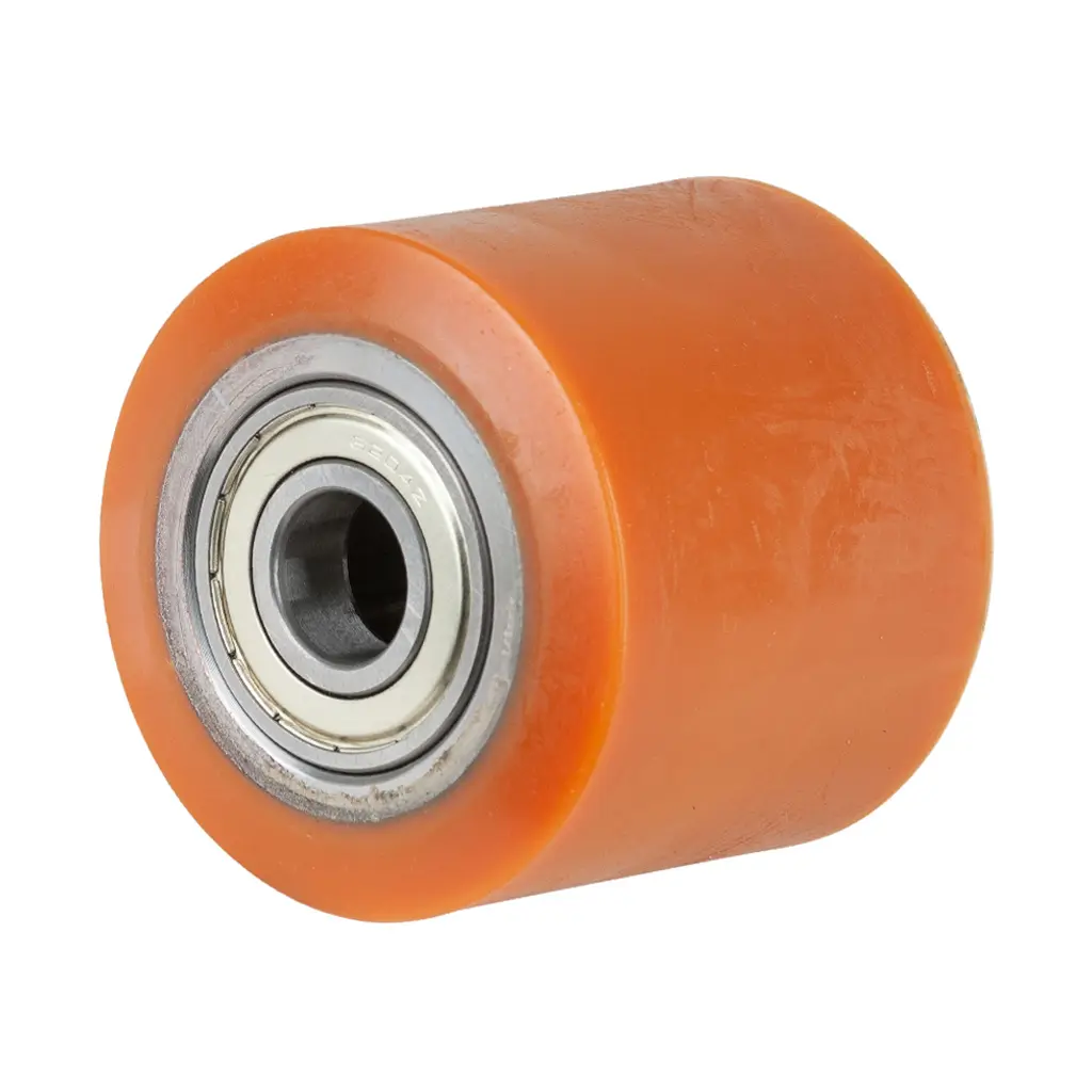 C40.82.20D Wheel series Pallet truck roller 82x75mm brown polyurethane on steel centre 20mm bore, width over ball bearings 75mm, 750kg