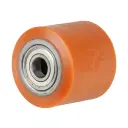 C40.82.20D Wheel series Pallet truck roller 82x75mm brown polyurethane on steel centre 20mm bore, width over ball bearings 75mm, 750kg