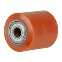C40.82.20H Wheel series Pallet truck roller 82x90mm brown polyurethane on steel centre 20mm bore, width over ball bearings 90mm, 900kg