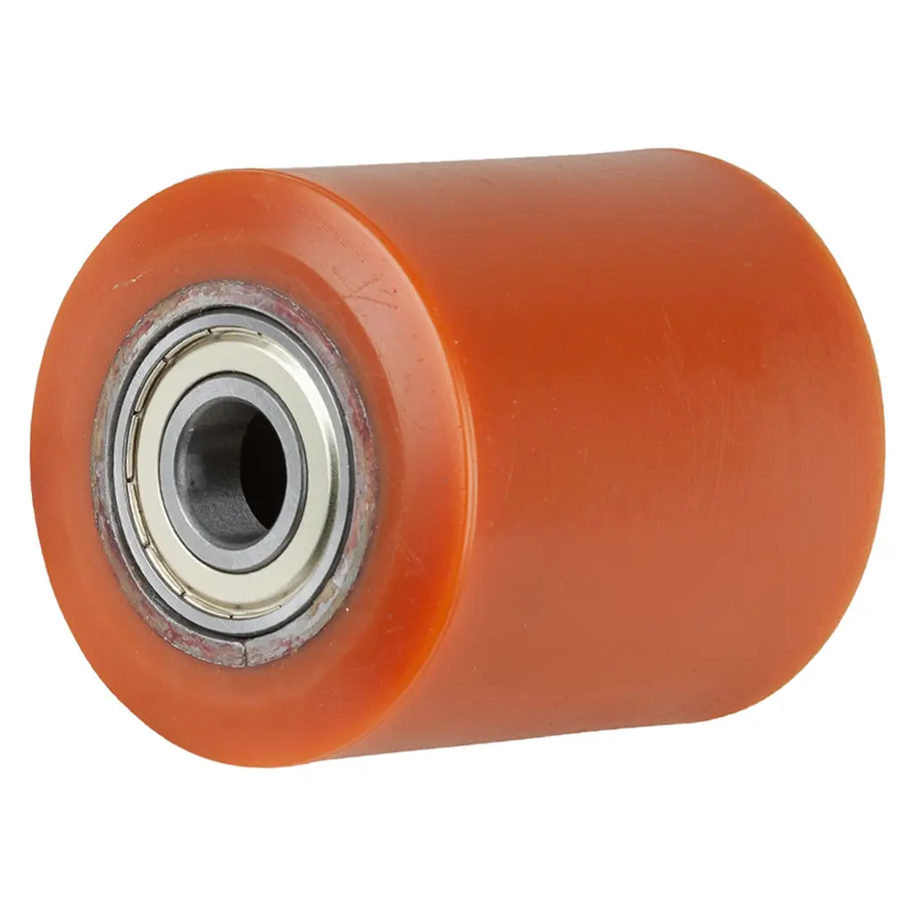 C40.85.20O Wheel series Pallet truck roller 85x100mm brown polyurethane on steel centre 20mm bore, width over ball bearings 100mm, 1000kg