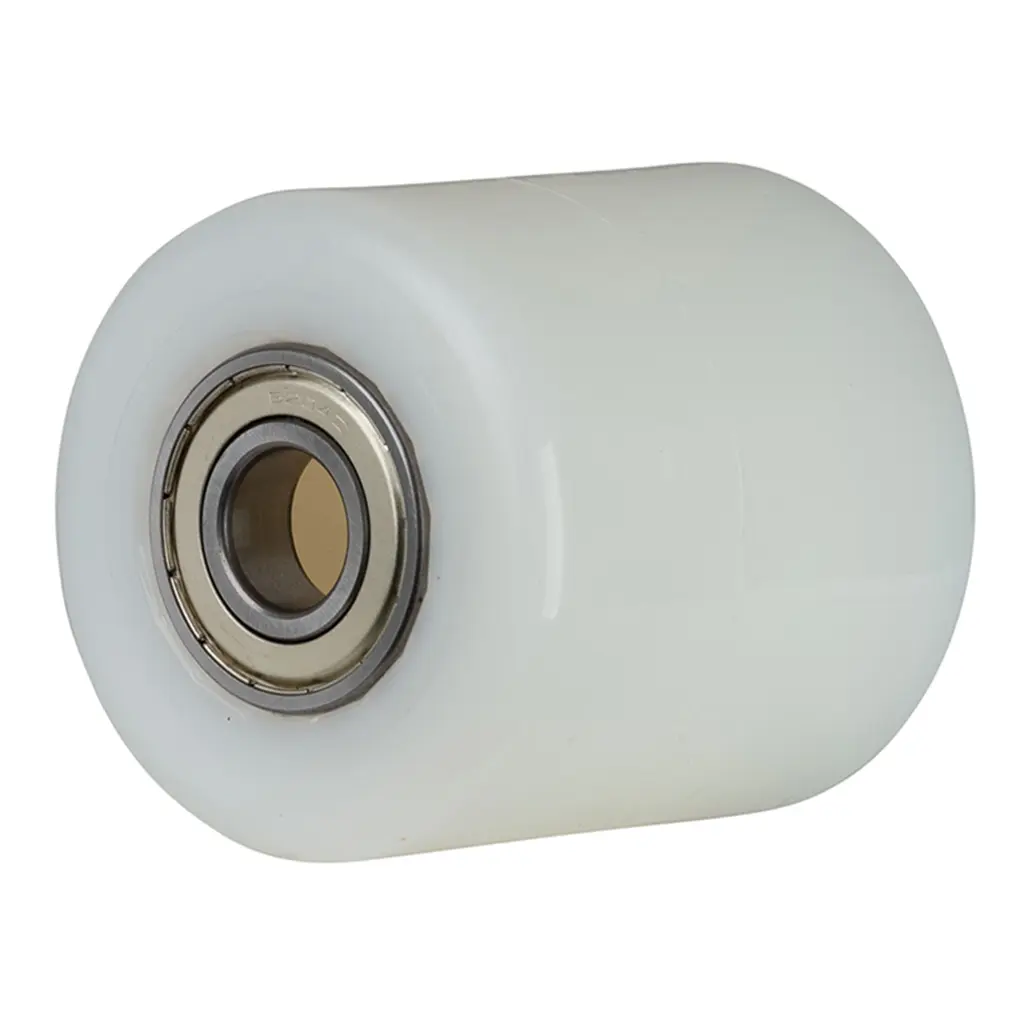 C45.85.20A Wheel series Pallet truck roller 85x90mm white nylon 20mm bore, width over ball bearings 90mm, 900kg