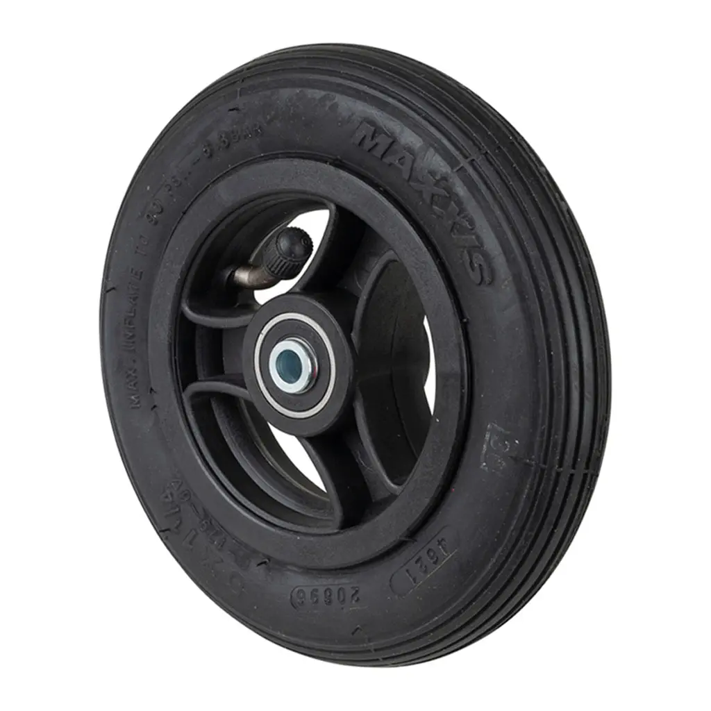 D20.151 Pneumatic wheel series 150x30mm 2ply black rubber on polyamide rim 8mm bore hub length 36mm ball bearing 60kg 