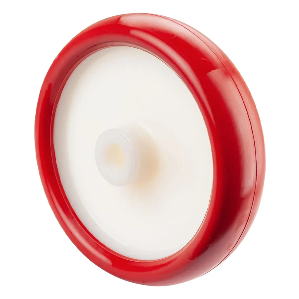 B26.201 Wheel series 200mm red polyurethane on nylon centre 20mm bore hub length 60mm plain bearing 380kg