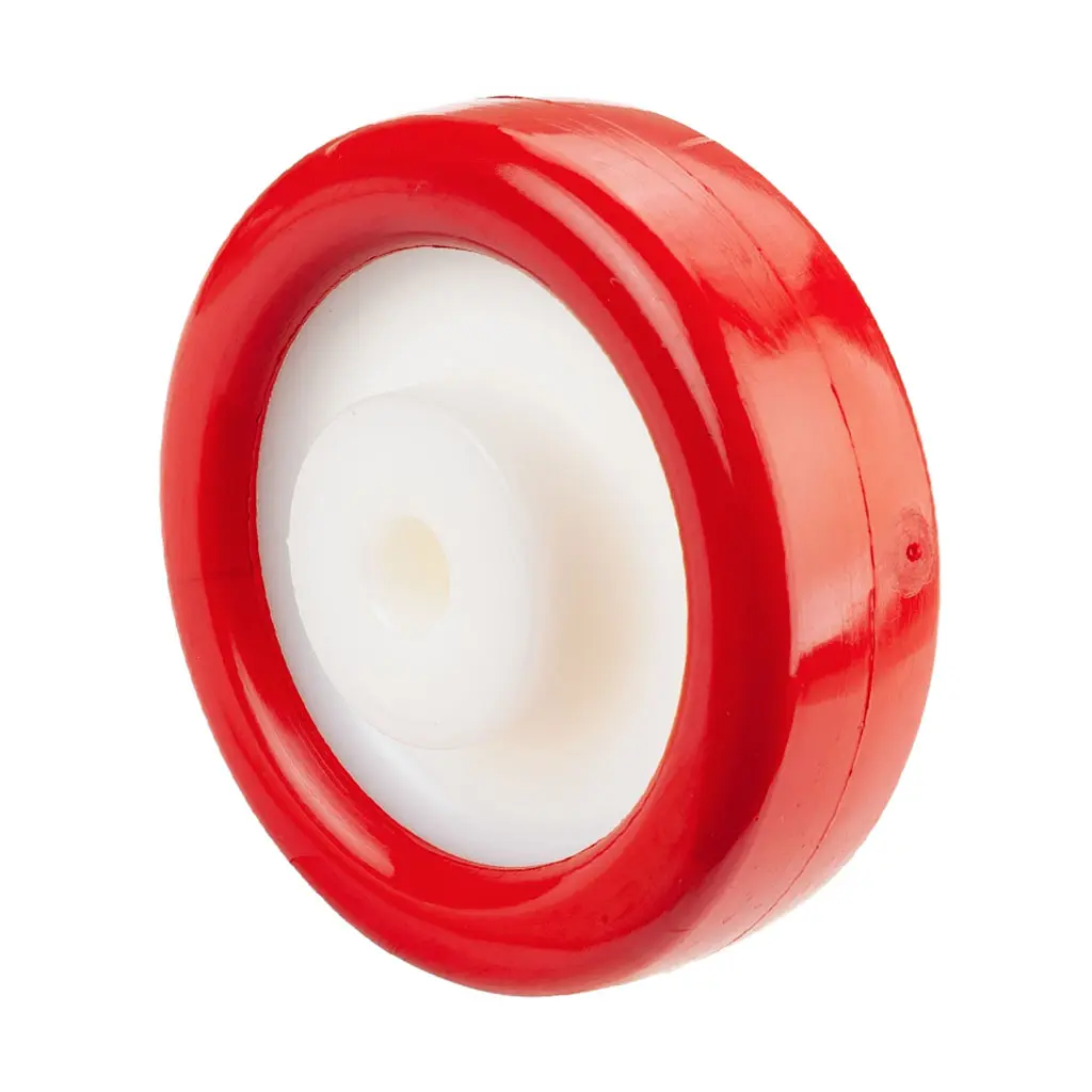 B27.127 Wheel series 125mm red polyurethane on nylon centre 15mm bore hub length 50mm plain bearing 300kg