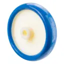 B32.201 Wheel series 200mm blue soft polyurethane on nylon centre 20mm bore hub length 60mm plain bearing 300kg