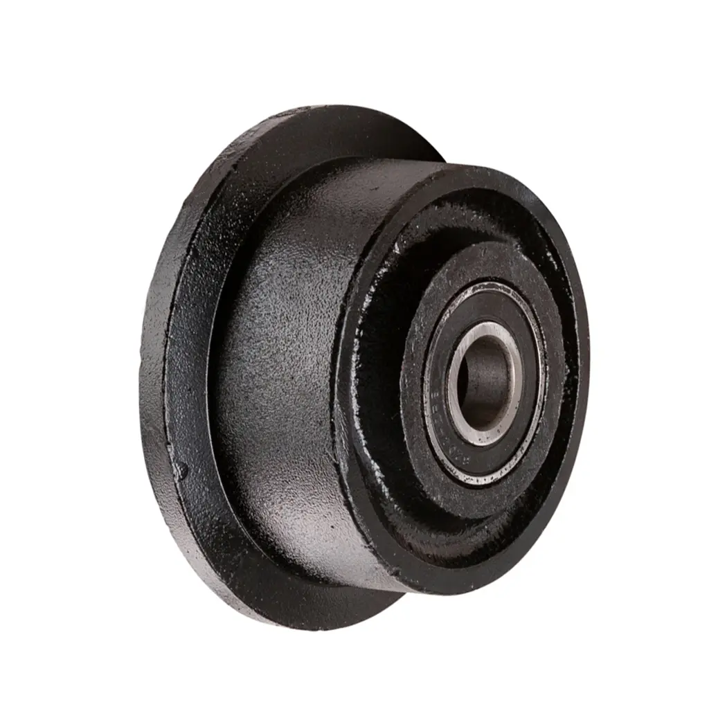 C65.101 Wheel series 100mm flanged cast iron 20mm bore hub length 52mm ball bearing 800kg