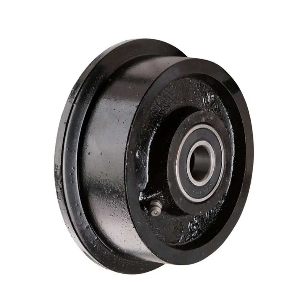 C65.126 Wheel series 125mm flanged cast iron 20mm bore hub length 52mm ball bearing 900kg