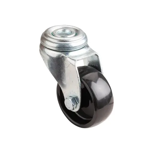 A301.A90.050 50mm swivel bolt hole 10mm castor with black polypropylene plain bearing wheel 50kg