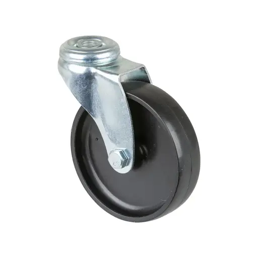 A301.A90.100 100mm swivel bolt hole 10mm castor with black polypropylene plain bearing wheel 65kg