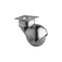 F60.040 40mm swivel top plate 42x42mm castor with grey rubber on polypropylene centre plain bearing wheel 30kg