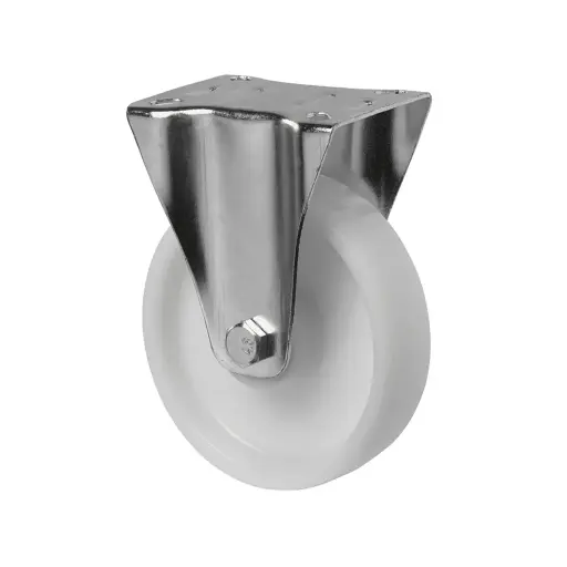 L410.B10.125 125mm fixed top plate 105x80mm castor with polypropylene roller bearing wheel 175kg