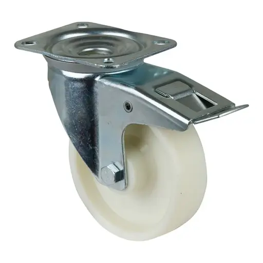 L420.B10.150 150mm swivel/brake top plate 135x110mm castor with polypropylene roller bearing wheel 300kg