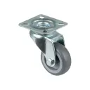 A300.A80.051 50mm swivel top plate 60x60mm castor with grey thermoplastic rubber on polypropylene centre plain bearing wheel 50kg