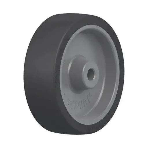 POSI 125/12G  Wheel series 125mm black heat resistant silicone rubber on thermoplastic centre (-25°C - +250°C) 12mm bore hub length 45mm plain bearing 120kg