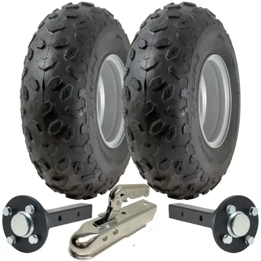 ATV Trailer Kit, 19x7.00-8 4pr P330 Quad tyre, Hub/stub axle 40x40mm, pressed hitch, 200kg load capacity