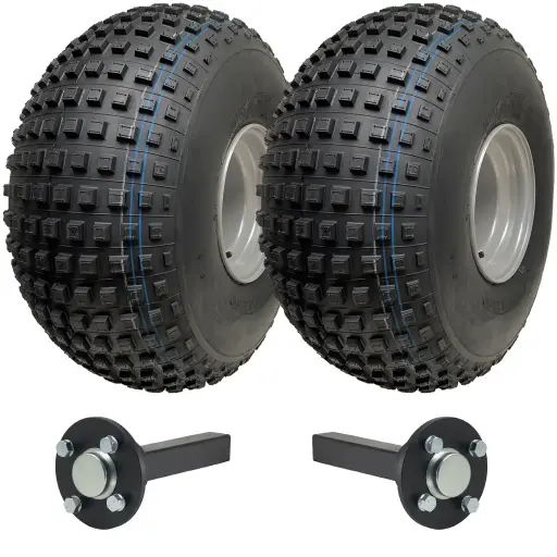 ATV Trailer Kit, 25x12.00-9 4pr P318 Knobby tyre, Hub/stub axle 35x35mm, no hitch, 390kg load capacity