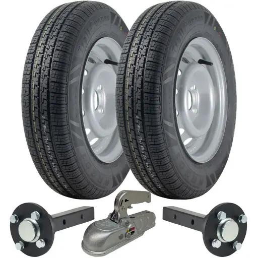 Trailer kit 155R13C wheels 4/100 / 40x40 stub / cast hitch