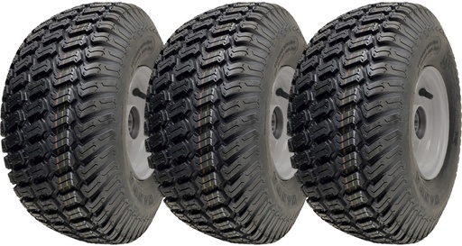 Set of 3 - 15x6.00-6 4pr Journey P332 grass tyre E-marked on steel rim 20mm ball bearing 65mm hub length