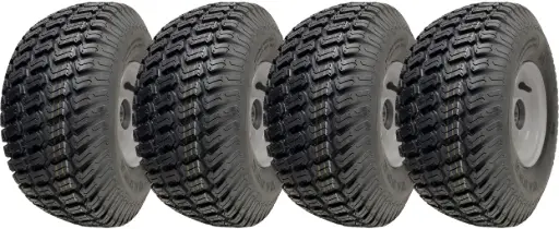 Set of 4 - 15x6.00-6 4pr Journey P332 grass tyre E-marked on steel rim 20mm ball bearing 65mm hub length