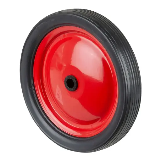 A70.180 Wheel series 180mm black PVC tyre on pressed steel centre 12mm bore hub length 33mm plain bearing 20kg