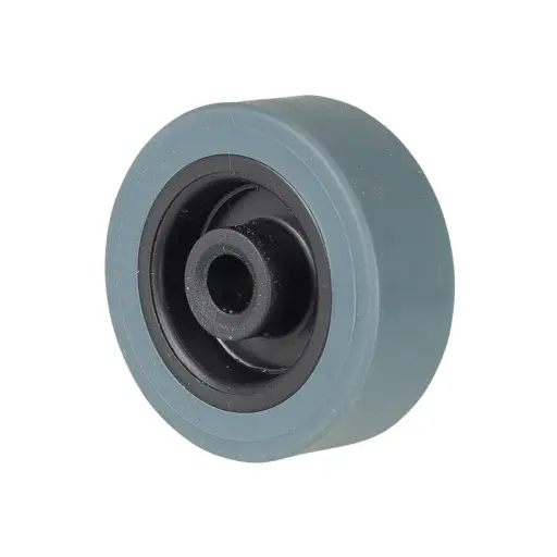 A80.050.SO Wheel series 49mm grey thermoplastic rubber on nylon centre 8mm bore hub length 22mm plain bearing 40kg