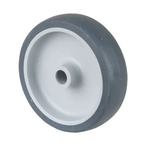 A80.102 Wheel series 100mm grey thermoplastic rubber on polypropylene centre 12mm bore hub length 32mm plain bearing 60kg