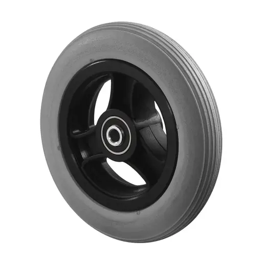 A88.150 Wheel series 150mm grey polyurethane on polypropylene centre 8mm bore hub length 36mm ball bearings 50kg