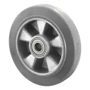 B83.200 Wheel series 200mm grey elastic rubber on aluminium centre 20mm bore hub length 60mm ball bearings 450kg